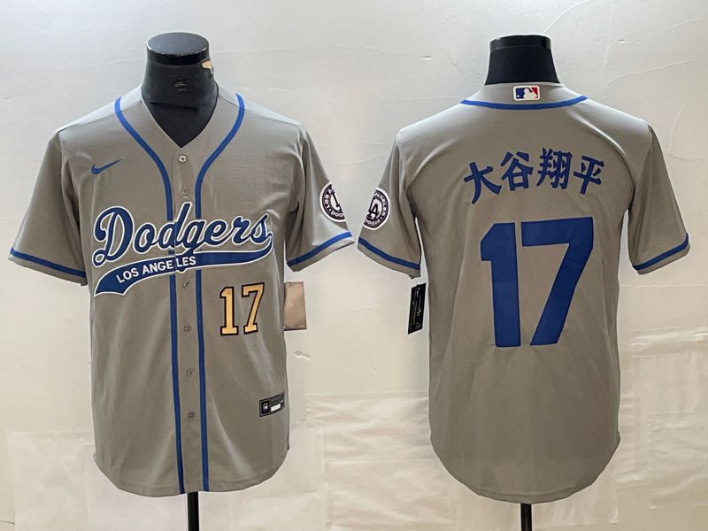 Men Los Angeles Dodgers 17 Ohtani Grey Nike Game MLB Jersey style 11